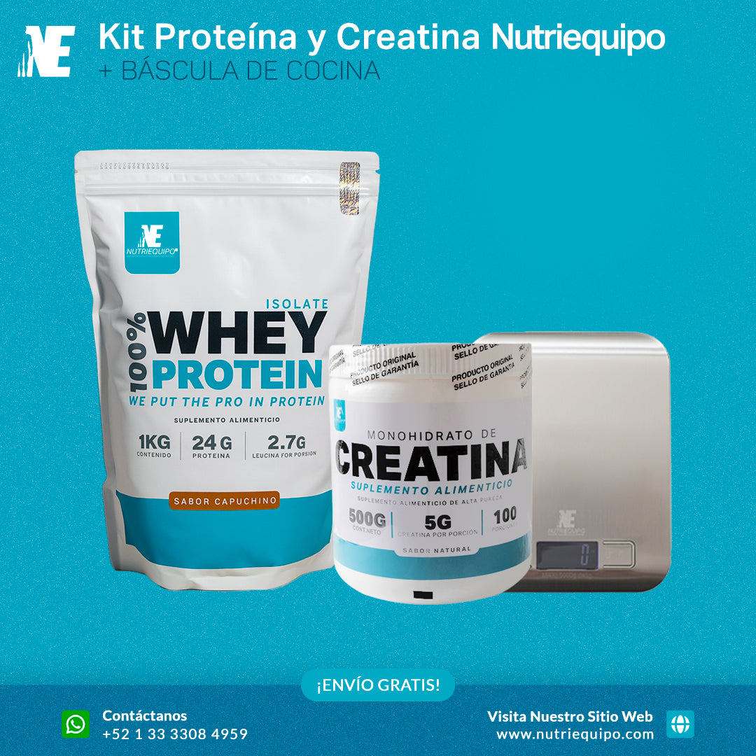 Kit Nutriequipo: Creatina, Proteína y Báscula de Cocina