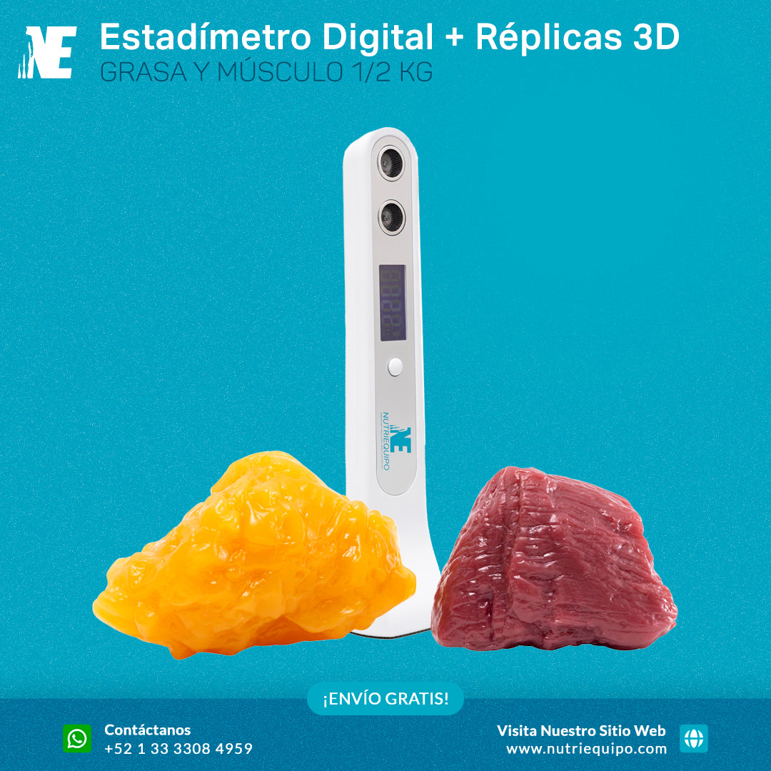 Estadímetro Digital + Réplicas de Grasa y Músculo de ½ kg 💪🧈