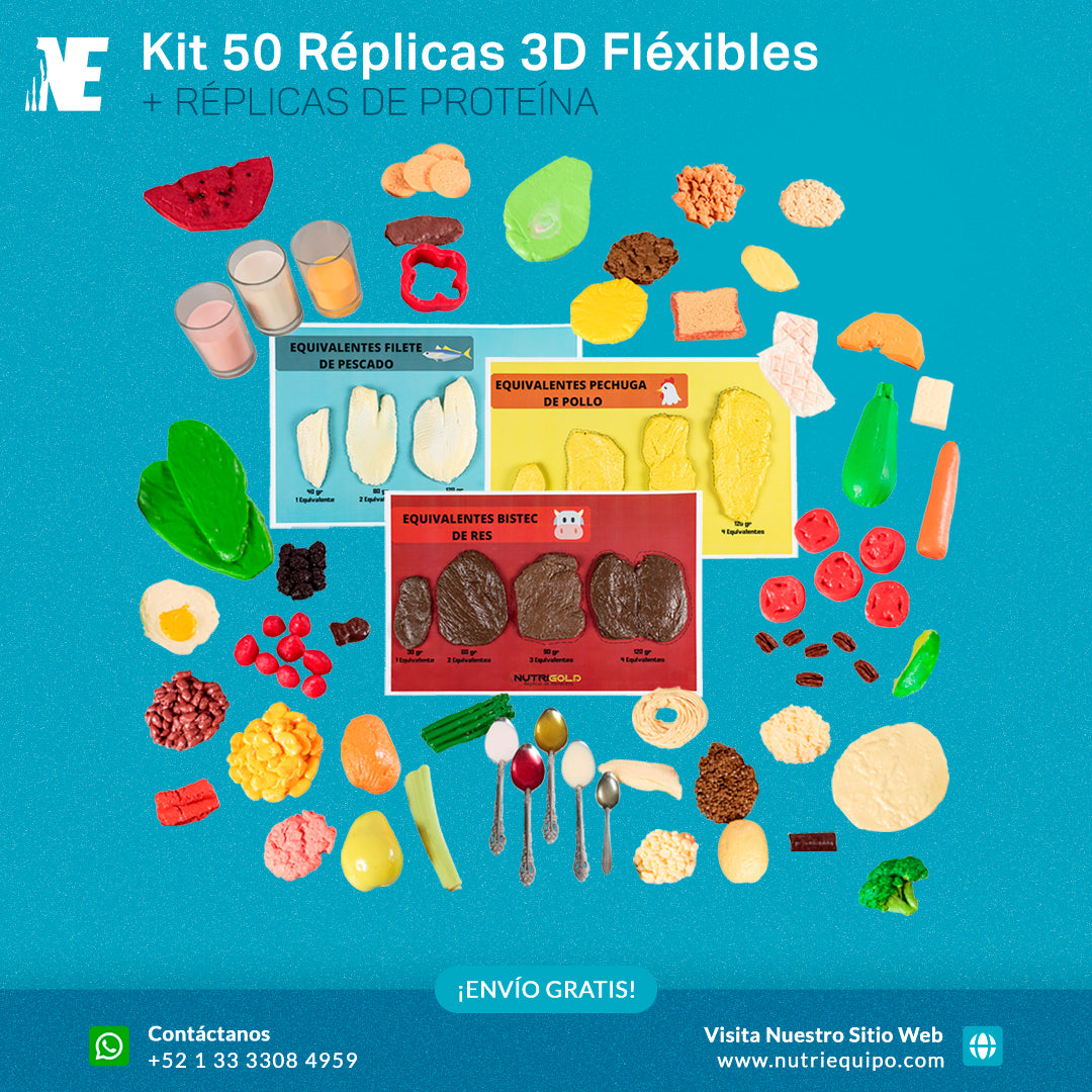 Kit Educativo de Nutrición: Réplicas de Alimentos y Réplicas de Proteína